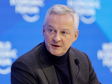 Bruno Le Maire, France's finance minister, during a panel session on the closing day of the World Economic Forum (WEF) in Davos, Switzerland, on Friday, January 20, 2023. 