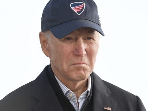 US President Joe Biden speaking to storm-affected people in Seacliff, California, on January 19, 2023.  
