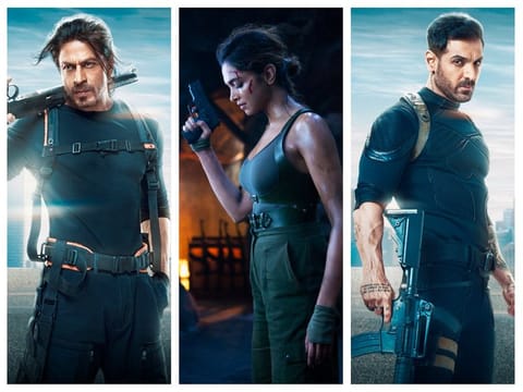 Shah Rukh Khan, Deepika Padukone and John Abraham in 'Pathaan'.