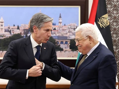 Blinken during his meeting with Abbas in Ramallah on January 31, 2023. 