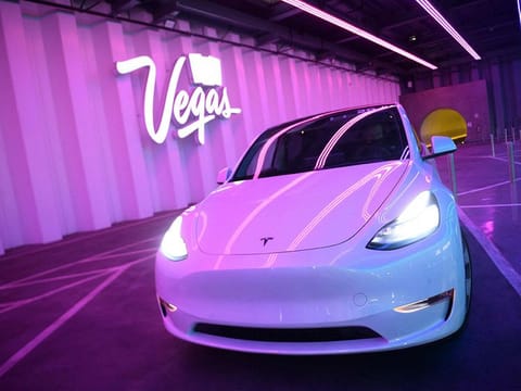A Tesla Inc. electric vehicle [illustrative image]