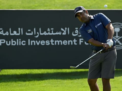 Dubai based Shiv Kapur in action in Saudi on the Asian Tour