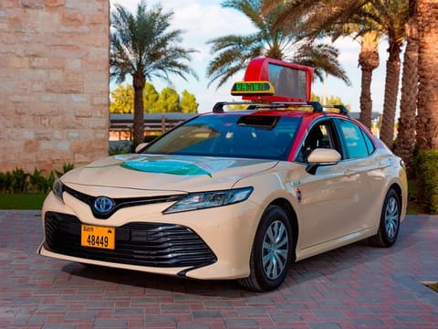 A hybrid taxi in Dubai