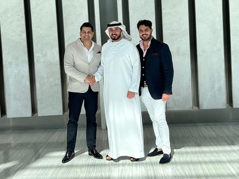 Ranjit Bahia, CEO of Cyferd, Abdulla Al Mutaiwee, President, Cyferd Dubai and Richard Taha, Investment Director BGII London – Dubai  