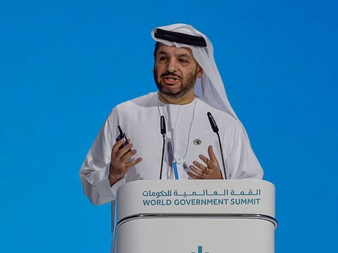 Faisal Al Bannai, Secretary General, Advanced Technology Research Council, delivering keynote address "Shaping an Innovation Economy" on the day 2 of 10th World Government Summit at Madinat Jumeirah, Dubai. 14th February 2023 
