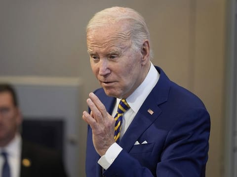 President Joe Biden speaks at the IBEW Local 26 union, in Lanham, Md.