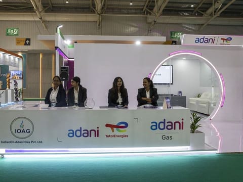 The Adani Total Gas Ltd. booth during India Energy Week 2023 in Bengaluru, India, on Tuesday, Feb. 7, 2023. 