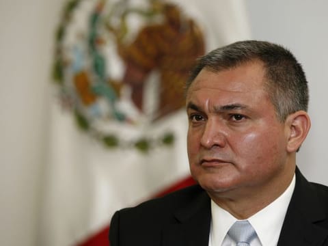 Mexico's Secretary of Public Safety Genaro García Luna attends a news conference on the sidelines of an American Police Community meeting in Mexico City, Oct. 8, 2010.