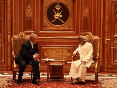  FILE PHOTO: Israel Prime Minister Office Israeli Prime minister Benjamin Netanyahu meets Sultan Qaboos bin Said in this undated handout provided by the Israel Prime Minister Office, in Oman.  