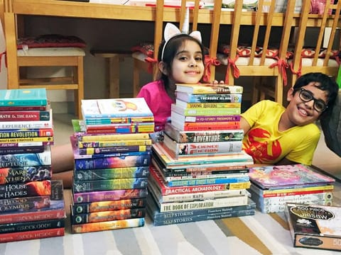 Fareeha Jalil, a software engineer and a mother of two, based in Dubai, notes how her two kids - a girl and boy (seen above), aged seven and eleven, spend time reading every day, and how she encourages them to try different genres. 