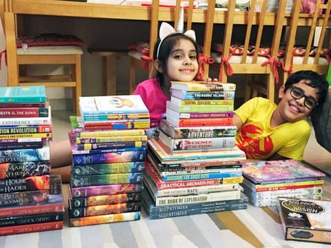 Fareeha Jalil, a software engineer and a mother of two, based in Dubai, notes how her two kids - a girl and boy (seen above), aged seven and eleven, spend time reading every day, and how she encourages them to try different genres. 