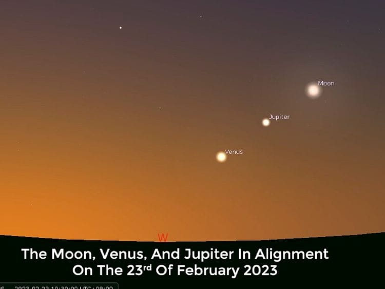 Venus Jupiter Moon conjunction 