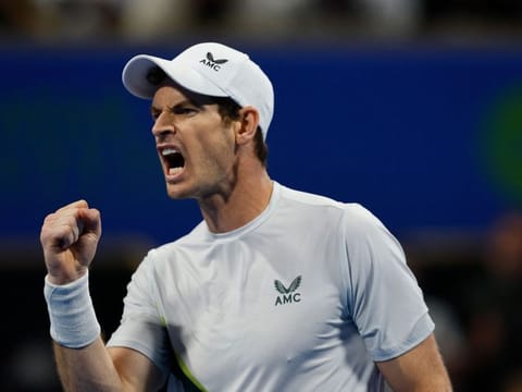 Britain's Andy Murray celebrates his win against Czech Republic's Jiri Lehecka in the semi-final match of the Qatar Open in Doha on Friday.
