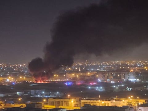 Workers in nearby premises were evacuated as thick black smoke was seen billowing from several kilometres away.