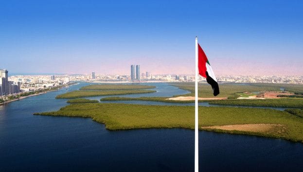 Flag with Julphar tower-1677505481987