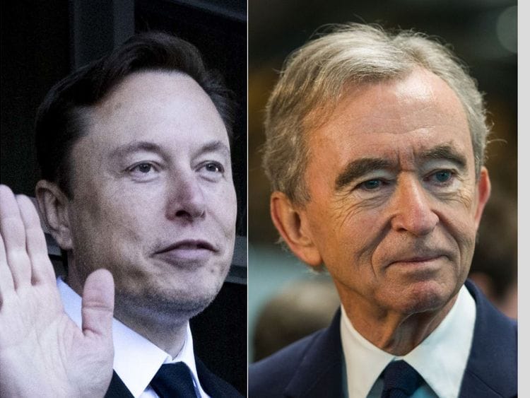 Elon Musk and Bernard Arnault (right)