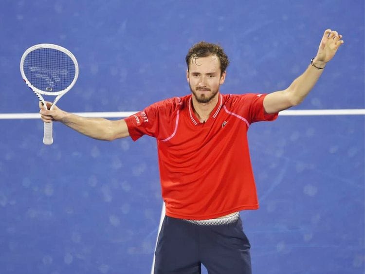 Daniil Medvedev celebrates 