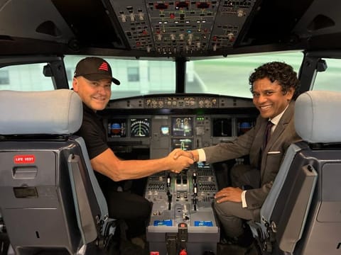 Romy Hawatt, CEO, Airways Aviation Group, and Hemanth D.P., CEO, APFT