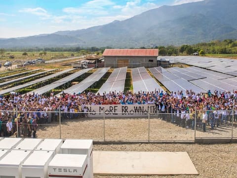 COMMUNITY SOLAR POWER PROJECT: The first solar-plus-storage microgrid in Asia to use Tesla’s Powerpack energy storage syste was installed in 2018 to end power outages in the Philippine town of Paluan, Mindoro, 