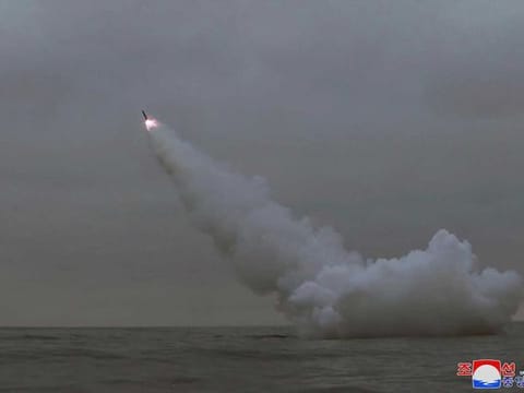File photo: This photo provided by the North Korean government shows what it said was a cruise missile the country test-fired from a submarine off the east coast of North Korea early Sunday, March 12, 2023. 