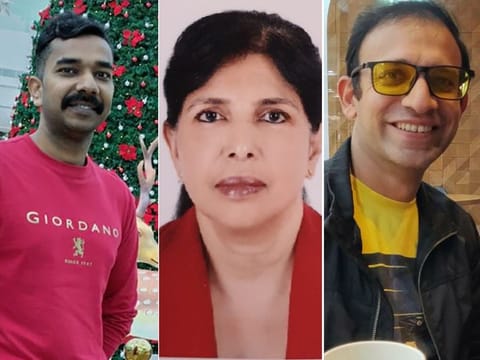 (from left) Bijin Madhusoodanan, Rashmi Ahuja, and Vishal 