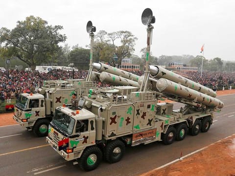 File photo: Indian Army's BrahMos weapon systems are displayed during a full dress rehearsal for the Republic Day parade in New Delhi.