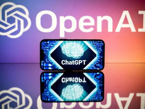 Screens displaying the logos of OpenAI 