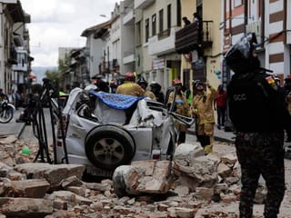 Photos: Buildings damaged, cars crushed as powerful earthquake strikes Peru, Ecuador