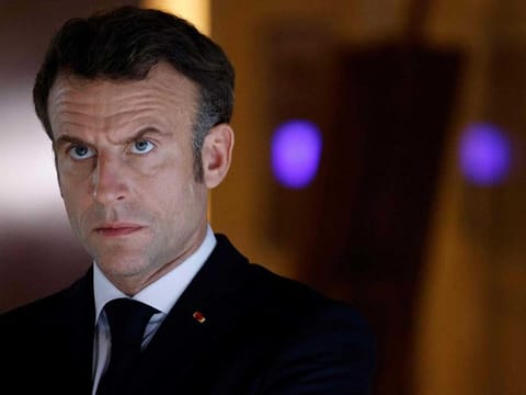 In this file photo taken on November 16, 2022 French President Emmanuel Macron waits for India Prime Minister Narendra Modi before a working lunch on the side line of the G20 summit in Nusa Dua, on the Indonesian resort island of Bali. 
