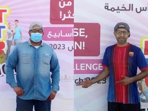 Thani Mohamed Alghafry on the first and last day of the challenge