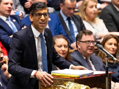 Britain's Prime Minister Rishi Sunak speaking during the weekly session of Prime Minister's Questions (PMQs) at the House of Commons, in London, on March 22, 2023. Sunak is doing politics in reverse — introducing himself to the public after taking the highest office in the land.