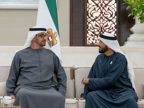 Sheikh Mohamed exchanged greetings with the guests who wished for more prosperity and security for the UAE under the leadership of His Highness. 