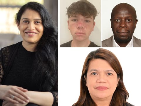 Top from left: Anuradha Kamath, Jayden Vermeulen, Zee Mashenge and Gina Valbuena