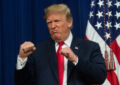In this file photo taken on June 27, 2018 US President Donald Trump addresses the Face-to-Face With Our Future event at the White House in Washington, DC. A New York grand jury on March 30, 2023, indicted Donald Trump over hush money payments made to a porn star during his 2016 campaign, making him the first former US president to face criminal charges. 