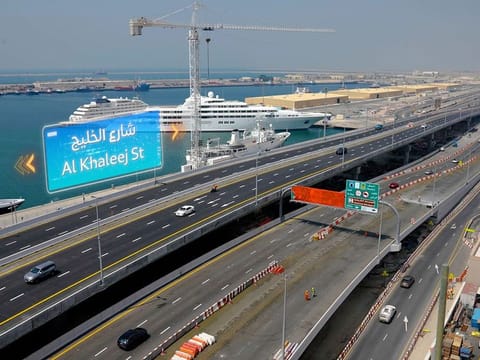 The Falcon Interchange Improvement Project is located between Al Khaleej Street, Khalid Bin Al Waleed Road and Al Ghubaiba Road.