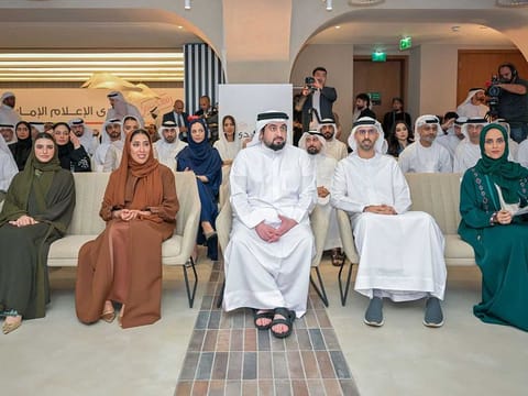 Sheikh Ahmed bin Mohammed bin Rashid Al Maktoum, Chairman of the Dubai Media Council (DMC), during the Emirati Media Forum.