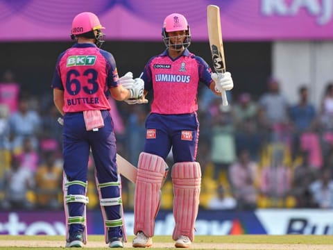 Rajasthan Royals' Yashasvi Jaiswal (right) and Jos Buttler were in hot form in the IPL clash against Delhi Capitals in their last outing. The pair will hope to score heavily again against Chennai tomorrow. 