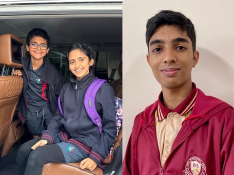 Wdeema Hamdan AlMehrzi with her brother (left), and Khaleel Gibran.