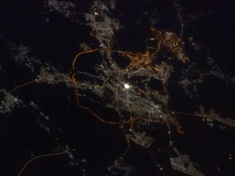 A night view of Mecca, with the Grand Mosque shining bright, from the International Space Station, as shared by UAE astronaut Sultan Al Neyadi.