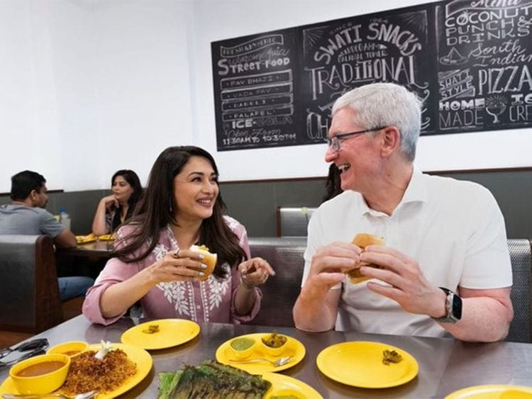 Madhuri Dixit and Tim Cook