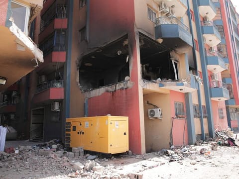 A residential building in Khartoum that was damaged during fighting on April 20, 2023.  