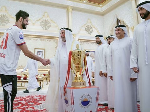  The Sharjah Football Club team achieved the title of UAE President's Cup after winning a penalty shootout against Al Ain Club in the final match.
