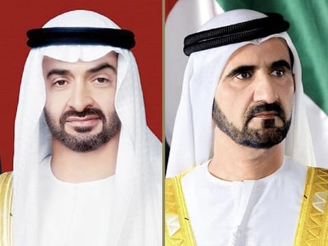 President His Highness Sheikh Mohamed bin Zayed Al Nahyan and His Highness Sheikh Mohammed bin Rashid Al Maktoum, Vice-President and Prime Minister of the UAE and Ruler of Dubai.