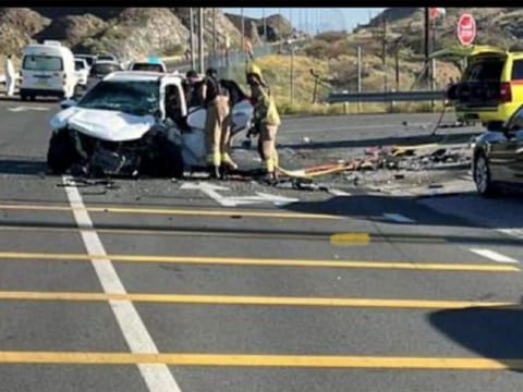 The scene of the accident in which two Emiratis were killed in Fujairah on Thursday.