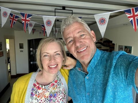 Dubai Airports CEO Paul Griffiths and his music composer wife Joanna Marsh at their bedecked home in Dubai.  