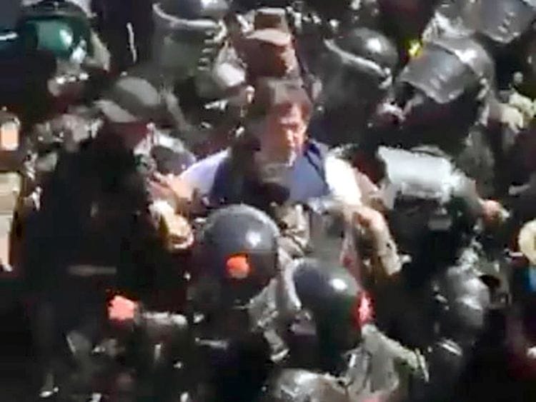 Imran Khan being taken into custody on Tuesday.