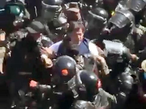 Imran Khan being taken into custody on Tuesday.