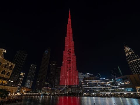Burj Khalifa lit with AC Milan colours as part of the 'A light that never fades' campaign on Monday.