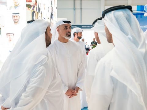  Sheikh Khaled bin Mohamed bin Zayed Al Nahyan interacts with participants at the Congress in the capital on Tuesday