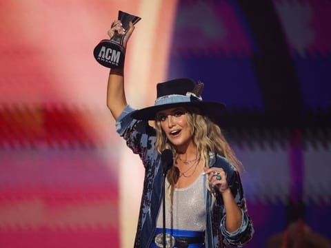Lainey Wilson accepts the award for Female Album of the Year at the 58th Academy of Country Music Awards in Frisco, Texas.